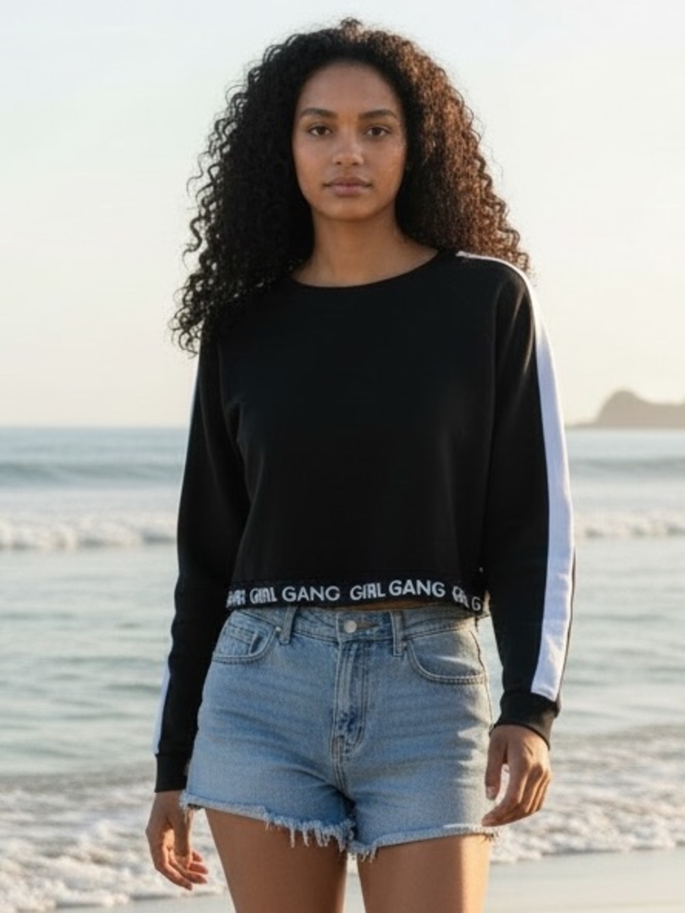 Girl Gang Cropped Lightweight Sweatshirt Size 2X & 3X